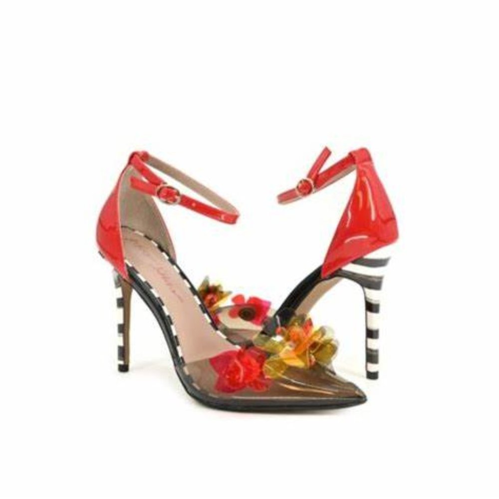 BETSEY JOHNSON Women's Savvie Heels Floral Red Multi Fun Colorful Size 9